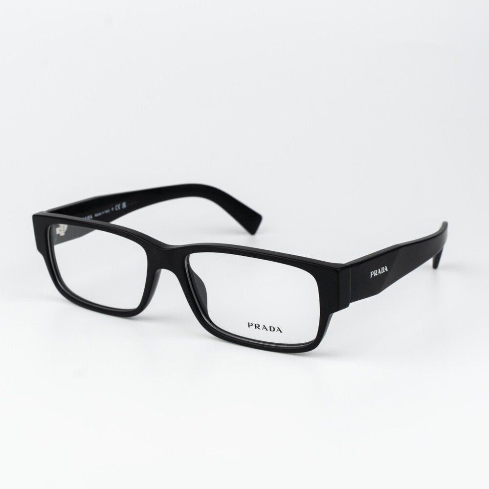 Prada Women Eyeglasses Matte Black Rectangle Prb09v 12p1o1 New Authentic